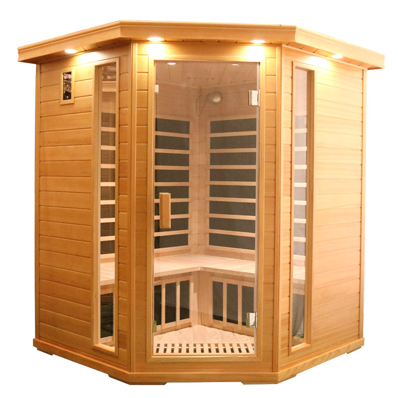 big far infrared corner sauna room with carbon fiber heater