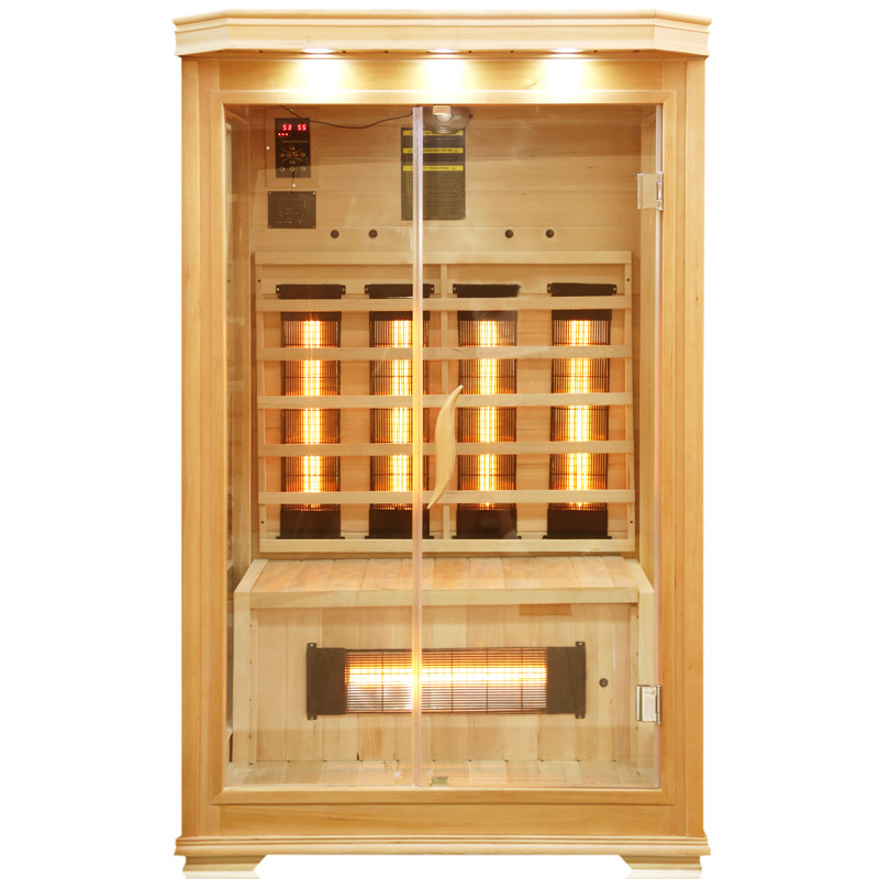 2 persona sauna room with glass heater