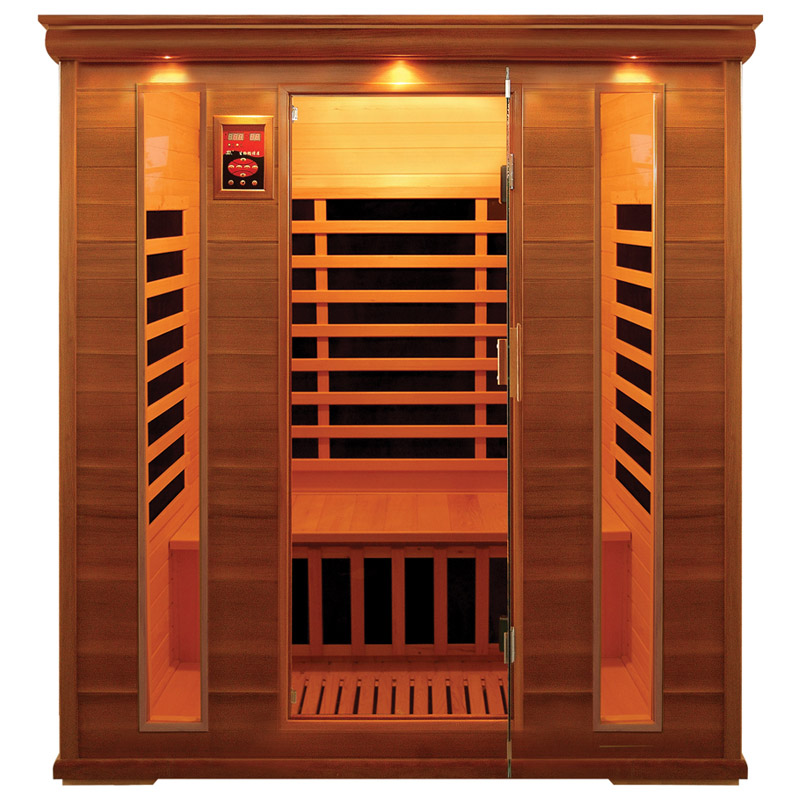 big sauna room made of cedar