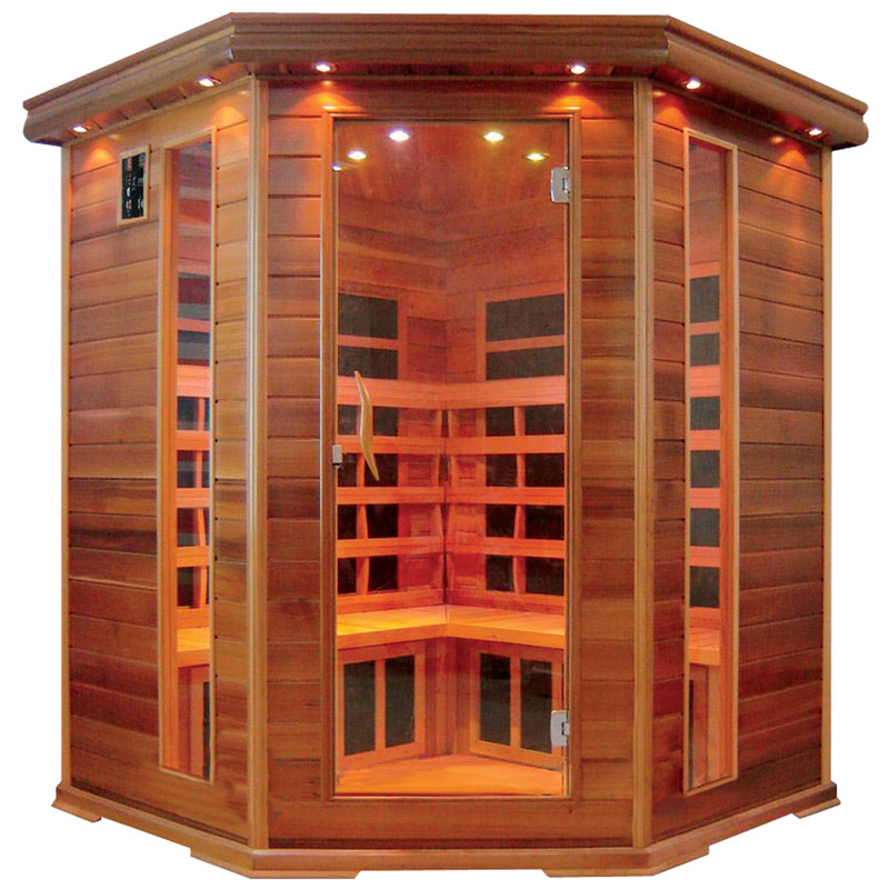 big corner cedar sauna room
